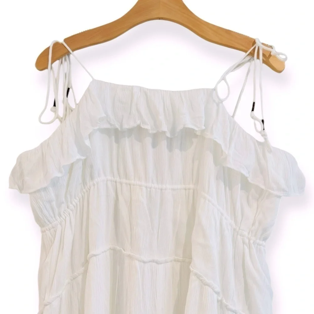 ANTHROPOLOGIE Tiered A Line White Sleeveless Dress Size M NEW - Picture 6 of 12